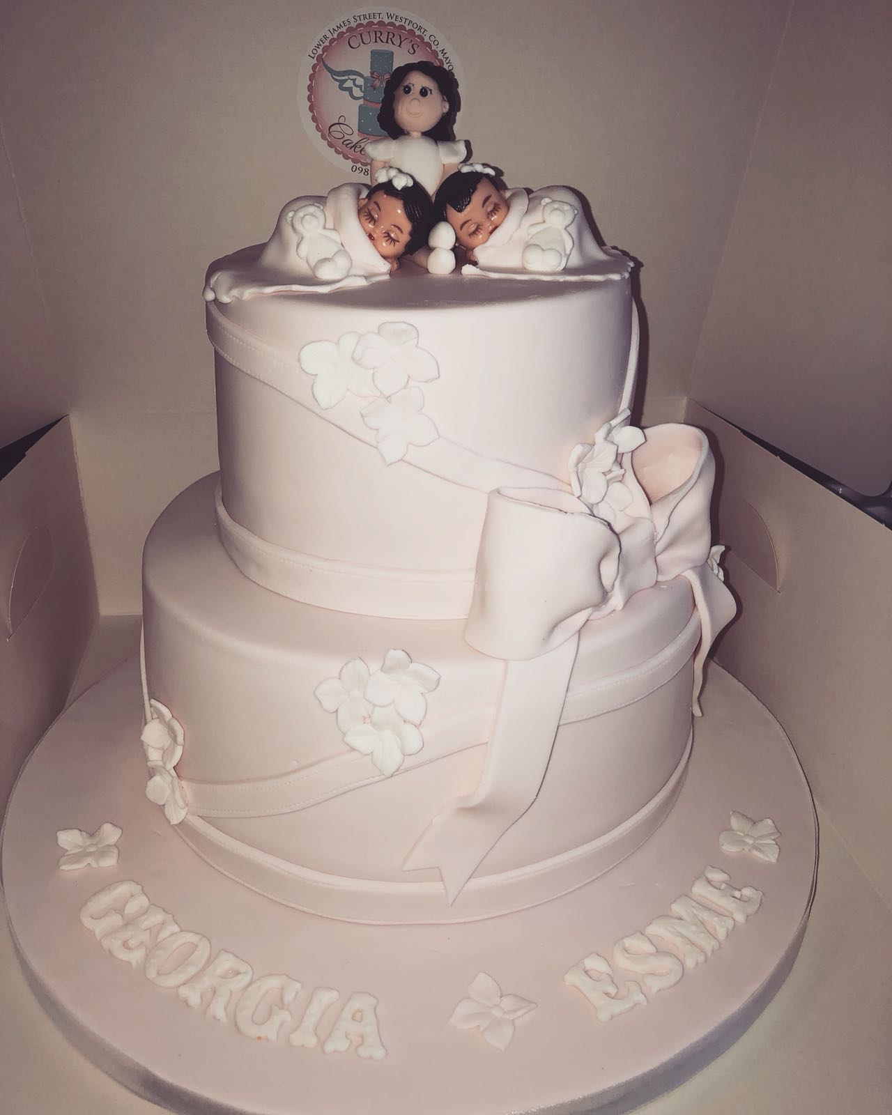 Twins christening cakes